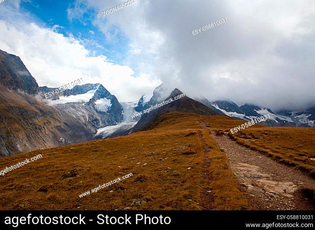 High mountains in Obergurgl.It is a village in the Otztal Alps, Austria. Located in the municipality of Solden, the village has approximately 400 year-round...