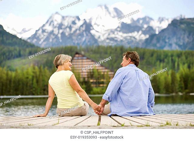 Senior couple on pier