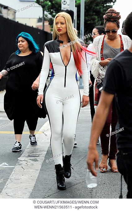 Iggy Azalea and Rita Ora film the music video for their single 'Black Widow' in Hollywood. The singers joined on the set by actor Michael Madsen