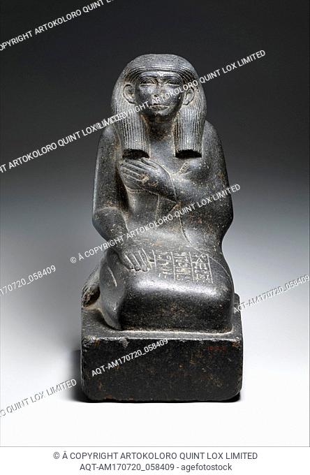 Statue of the Nurse Sitsnefru, Middle Kingdom, Dynasty 12, ca. 1900 B.C., From Turkey, Anatolia, Adana, Gabbro or diabase, paint, H. 38