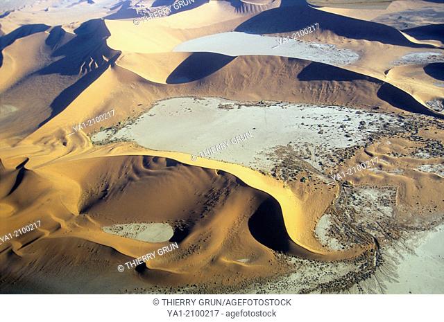Aerial view of Namib-Naukluft NP desert near Sossusvlei, Namibia, Africa