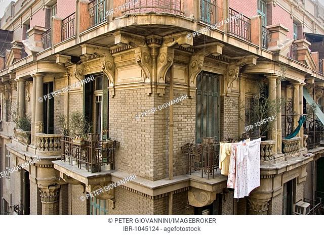 Balconies of a house in the centre of Cairo, Egypt, Africa