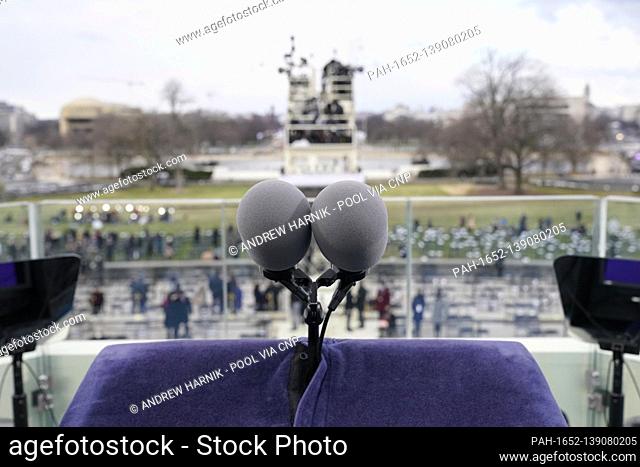 The view from the podium where Joe Biden will speak after being sworn-in during the 59th Presidential Inauguration at the U.S
