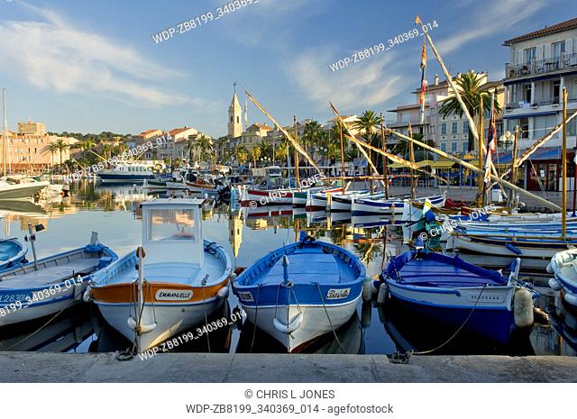Fishing boats in Sanary Harbour, Sanary sur Mer, Var , south of France at sunrise