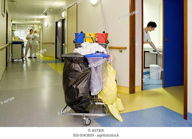 Photo essay at the maternity of Saint-Vincent de Paul hospital, Lille, France. Ancillary hospital staff