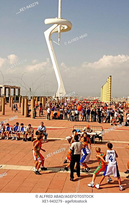 School basketball tournament, Anillo Olimpico de Montjuic, Barcelona, Catalonia, Spain