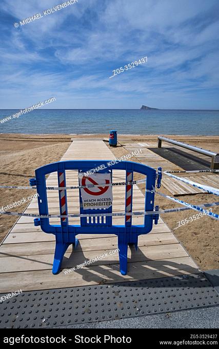 Benidorm, Alicante Spain, 4. 5. 2020, corona crisis: blocked access to the beach