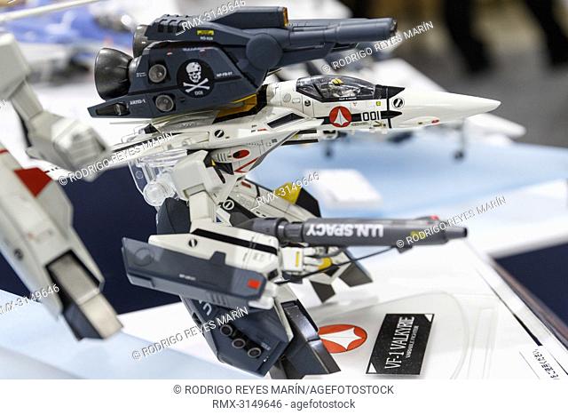 September 29, 2018, Tokyo, Japan - A plastic model of Bandai Macross Battroid VF-1 Valkyrie on display during the 58th All Japan Model and Hobby Show in Tokyo...