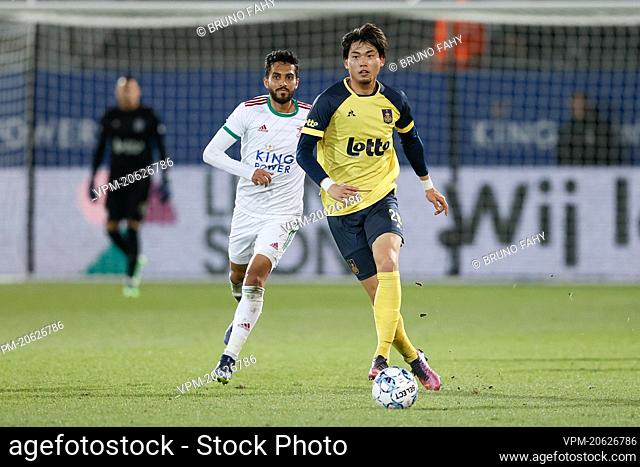 Union's Kokri Machida pictured in action during a soccer match between Oud-Heverlee Leuven and Royale Union Saint-Gilloise, Friday 11 March 2022 in Leuven