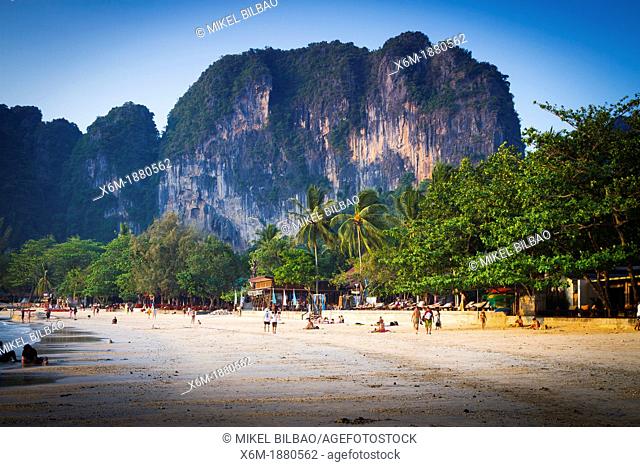 Railay West Beach and cliffs  Railay  Krabi province, Thailand