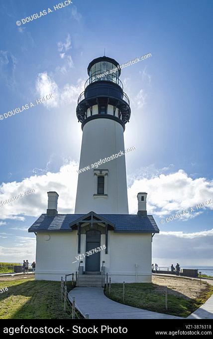 Cape Foulweather Lighthouse in Bright Sun Newport OR USA