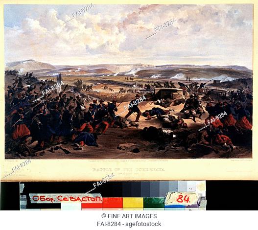 The Battle of Chernaya River on August 16, 1855. Simpson, William (1832-1898). Watercolour on paper. English Painting of 19th cen