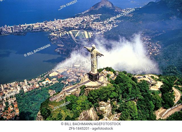 Corcovado Christ Statue - Aerial of Rio de Janeiro, Brazil
