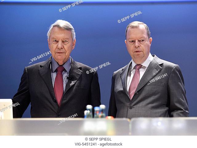 Germany, Essen, 20.04.2016 CEO Peter Terium (right) and Dr. Manfred Schneider, Chairman of the Board, RWE AG, prior to the meeting - Essen, Germany, 20/04/2016