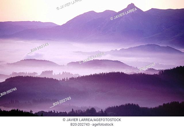 Goierri valley and Mount Txindoki. Guipúzcoa. Spain