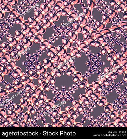 Digital collage technique ornate seamless pattern design in mixed cold colors
