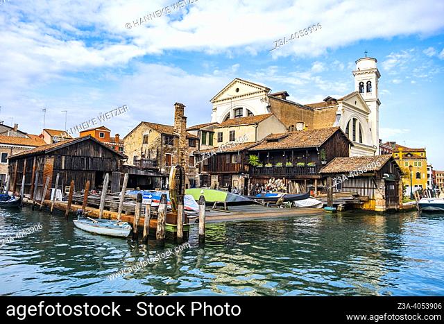 Boatyard at Squero Di San Trovaso in Venice, Italy, Europe