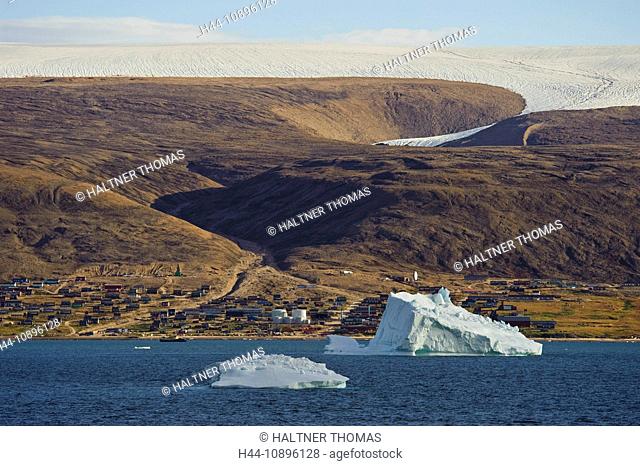 Greenland, Europe, Arctic Ocean, north, Qaanaaq, Thule, place, houses, homes, icebergs, ice, snow, coast