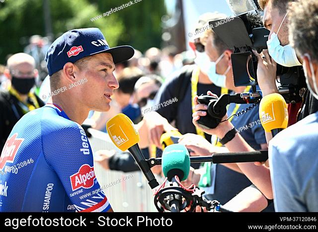 Dutch Mathieu van der Poel of Alpecin-Deceuninck pictured at the start of stage seven of the Tour de France cycling race