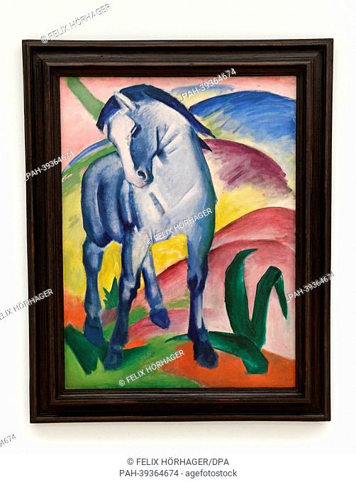 The painting 'Blue Horse 1' by Franz Marc is on display in the newly opened Lenbachhaus in Munich, Germany, 06 May 2013. The Lenbachhaus opens to the public on...