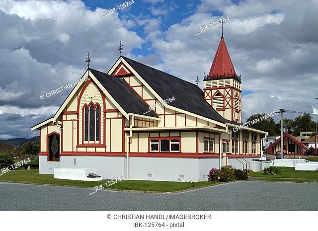 Church in the Maori village Ohinemutu, Rotorua;South Island, New Zealand
