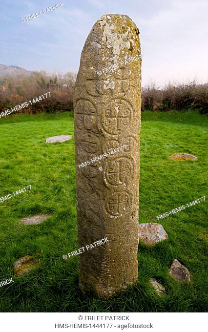 United Kingdom, Northern Ireland, County Down, Celtic stone Kilnasaggart near Jonesborough is the oldest Christian monument in Ireland