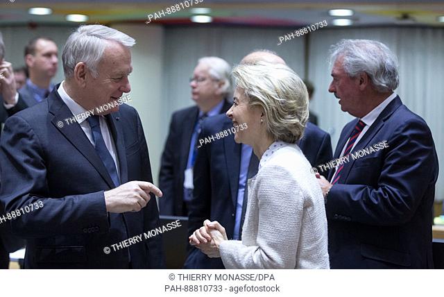 March 6, 2017 - Brussels, Belgium: French Minister of Foreign Affairs & International Development Jean-Marc Ayrault (L) is talking with the German Minister of...