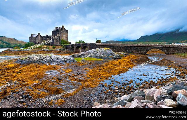 Famous Eilean Donan castle on Donan island in highlands of Scotland