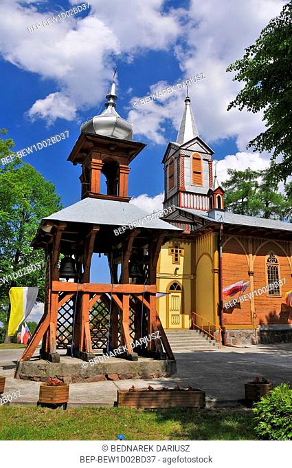 Wooden Church of the Assumption of the Blessed Virgin Mary. Krzywosadz, Kuyavian-Pomeranian Voivodeship, Poland