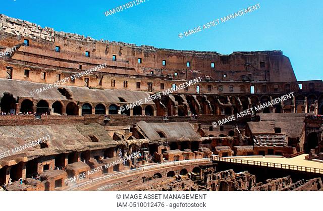 The Colosseum, or the Coliseum, originally the Flavian Amphitheatre in Rome, Italy. construction started in 72 AD under the emperor Vespasian and was completed...
