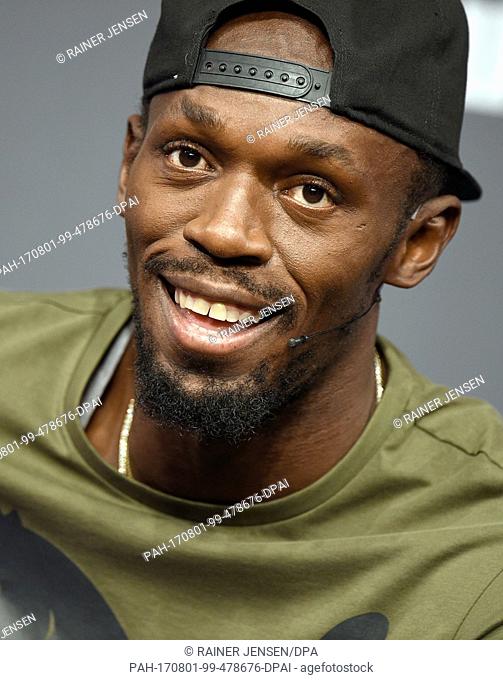 Sprinter Usain Bolt (Jamaica) gives a press conference in London, United Kingdom, 01 August 2017. The 2017 World Championships in Athletics will take place in...