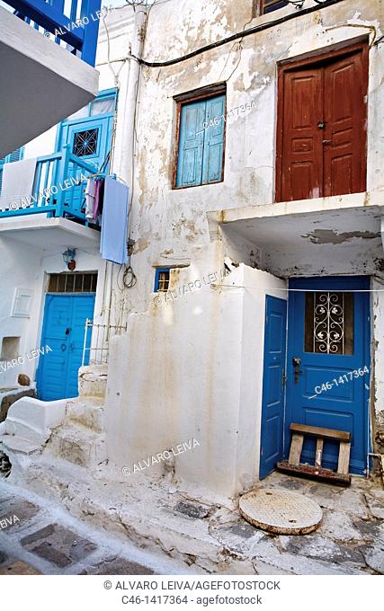 Street, Quarter of Alefkandra, Little Venice, Mykonos, Cyclades Islands, Greece