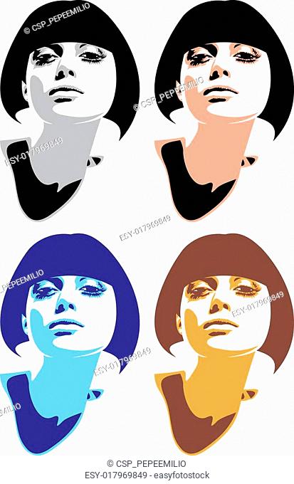 girl face in the different colors