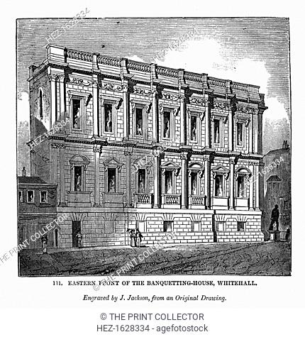 Eastern front of the banquetting house, Whitehall, 1843. An engraving from The Art-Union Scrap Book, Henry G Bohn, London, 1843