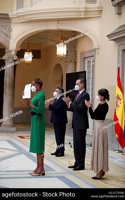 King Felipe VI of Spain, Queen Letizia of Spain attends Delivery the National Sports Awards 2018 at El Pardo Royal Palace on March 2, 2021 in Madrid, Spain