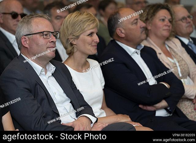 Walloon Minister Philippe Henry, Walloon Minister Celine Tellier and Walloon Vice-Minister President Willy Borsus pictured during the Libramont Agricultural...