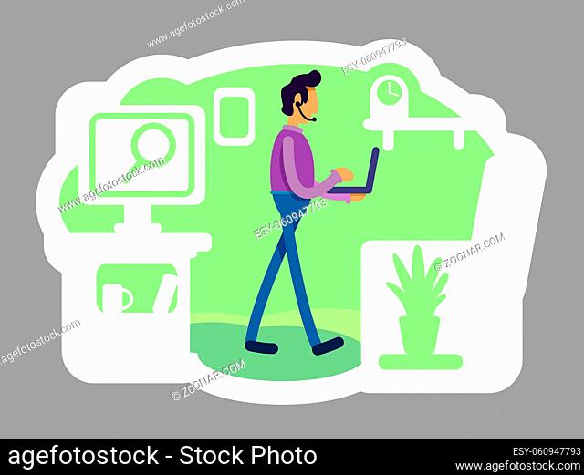 Startup founder 2D vector web banner, poster. IT project executive. Marketing job. Company CEO flat characters on cartoon background
