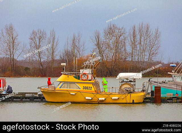 Extremely high tidal during a coastal flooding event in Steveston British Columbia Canada