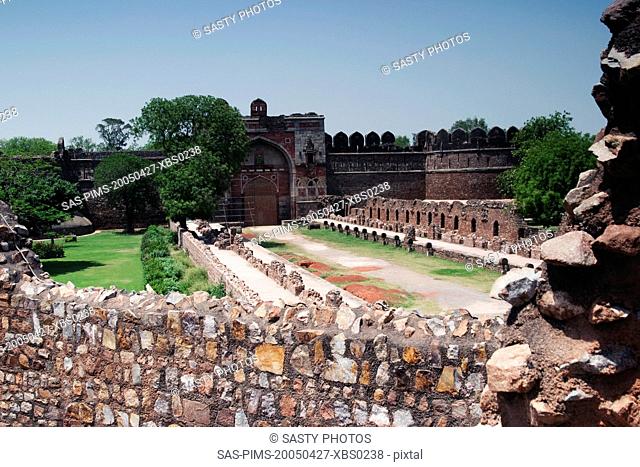 Ruin of a fort, Old Fort, Delhi, India