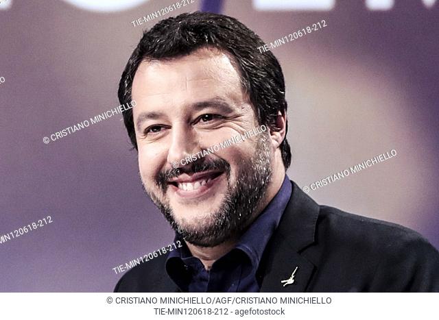 Minister of Interior Matteo Salvini guest at tv show Otto e mezzo, Rome, ITALY-12-06-2018