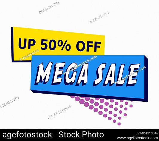 Abstract web banner, business card, template MEGA SALE 50 PERCENT - Vector illustration