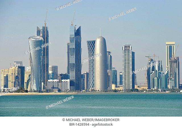 Skyline of Doha, Qatar, Persian Gulf, Middle East, Asia