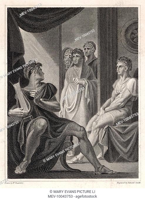 Sulking in his tent, making music not war, Achilles receives a delegation of the Greek leaders who hope to persuade him back onto the battlefield