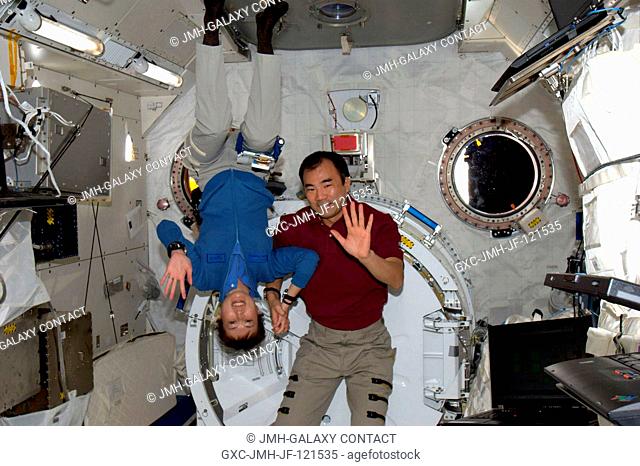 Marking the first occasion of more than one astronaut representing the Japan Aerospace Space Agency onboard any space vehicle at any time in history