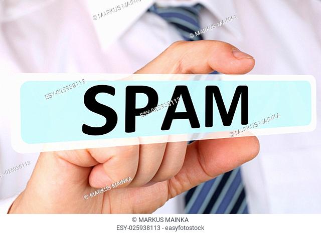 business man concept with spam mail on the internet on computer