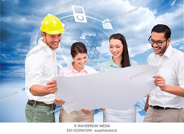 Composite image of casual architecture team working together