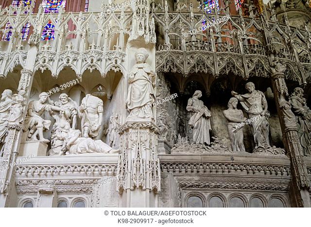 escenas de la vida de Jesús, estatuas realizadas por Jehan de Beauce a comienzos del 16th Century en estilo renacentista, Cathedral of Our Lady of Chartres