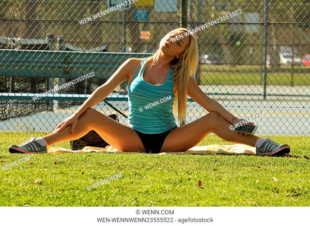 """Celebrity Rehab"" Star Mary Carey shows some amazing flexibility while spotted working out in the park Featuring: Mary Carey Where: Studio City, California