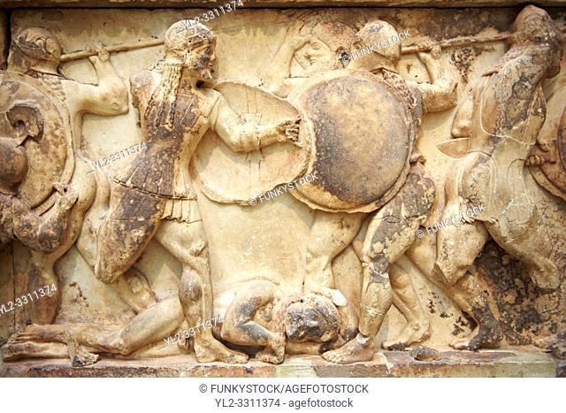Treasury of Siphnos East Frieze representing scenes from the Trojan War. 525 b. C. Delphi Archaeological Museum