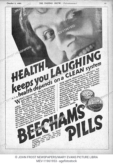 1929 UK Magazine Beechams Pills Advert